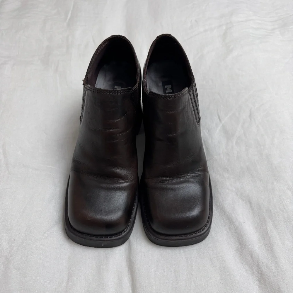 Vintage Y2K 2000s MIA Chunky Platform Chocolate Brown Leather Boots Size 10